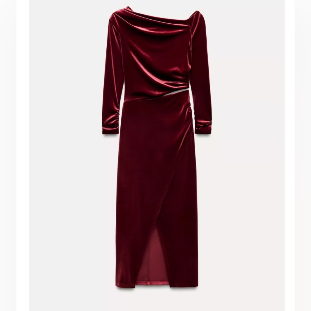 Zara Burgundy Asymmetrical Dress
